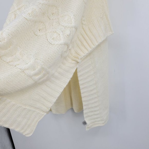 NWT Loft Ann Taylor Cream Oversized Cable Knit Poncho Sweater M / Large - Picture 5 of 11